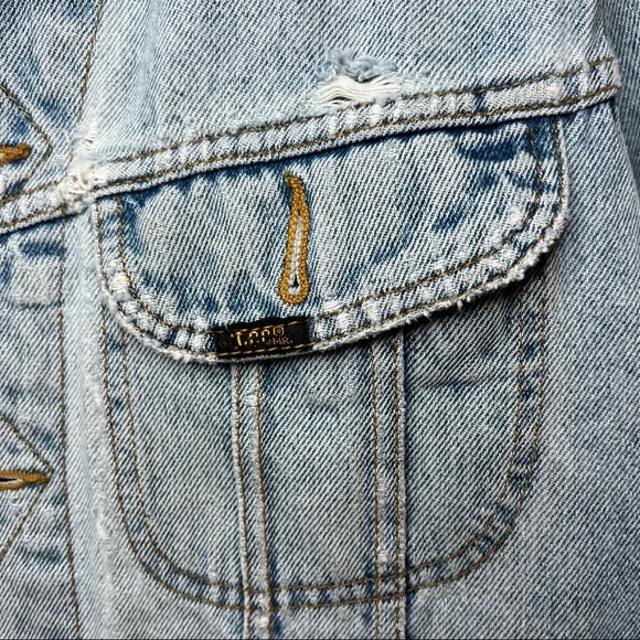 Vintage Lee Riders Denim Jacket Distressed Size Medium - Picture 14 of 15